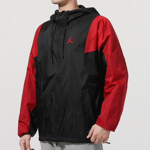 nike耐克aj外套男2022春季新款jordan黑红撞色防风运动夹克da9833