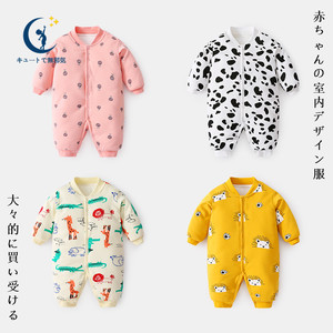 日本代购新生婴儿儿衣服冬季加厚外出外衣夹棉保暖哈衣宝宝连体衣