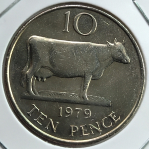 全新1979年英属根西岛10便士大直径28.5mm硬币全新外币8010