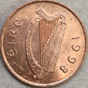 【任意满3件包邮】欧洲爱尔兰 竖琴铜币2便士 大直径26MM外国硬币