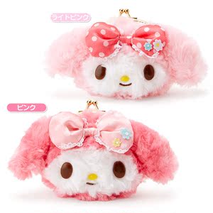 正版mymelody麦乐迪大脸毛绒蛙口夹零钱包零钱夹娃娃日本购