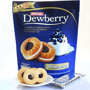 2022新品珍珍Dewberry夹心饼干144g 蓝莓果酱味曲奇 泰国进口零食