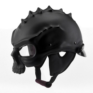 野马头盔男女电动车机车双面街车骷髅夏季四季个性酷潮安全帽半盔