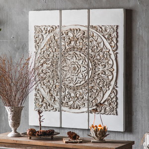 入户玄关装饰壁挂 美式乡村雕花壁饰 沙发背景墙挂件复古做旧墙饰