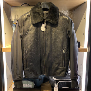 纽约大宝 coach/蔻驰 男士冬季新款羔羊皮时尚休闲保暖拉链外套