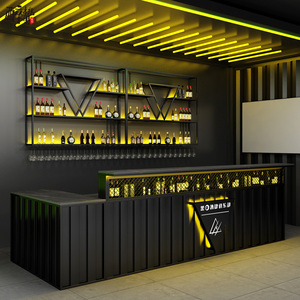 酒吧吧台酒柜创意烧烤店清吧啤工业风餐厅挂墙上置物架壁挂红酒架