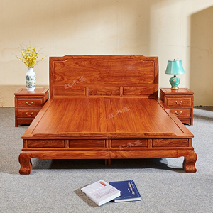 红木双人床刺猬紫檀简洁婚嫁床新中式实木小户型卧室家具花梨木床