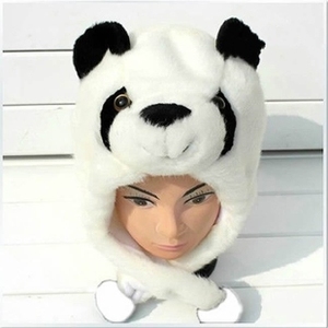 熊猫舞蹈帽子 成人儿童成人冬季保暖卡通兔子帽子 冬天