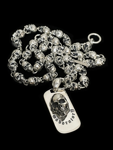 潮牌个性霸气男骷髅头8.5mm朋克机车暗黑哥特复古925纯银哈雷项链