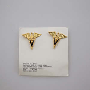 美军公发军版陆军兽医金属徽章领章配饰