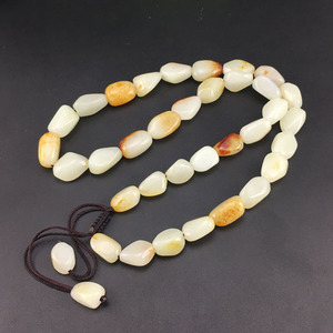 正品新疆和田玉白玉籽料原石项链男女款籽料原石挂链玉链子送证书