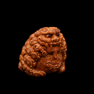 精品竹雕张念超纯手工雕刻瑞兽手把件竹根雕摆件盘玩工艺品收藏