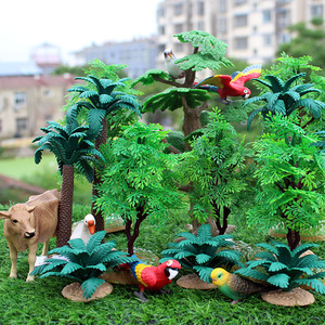 儿童玩具农场仿真植物树木地台动物模型搭配场景微景观大槐树配件