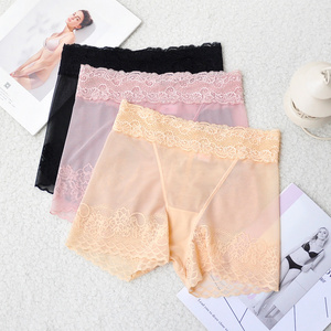 三分裤防走光安全裤女夏季超薄蕾丝无痕安全裤女性感透明平角内裤