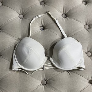 不退换 清货2-3 外单白色光面简约挂脖薄海绵舒适内衣文胸