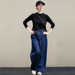 超宽松牛仔长裤女阔腿