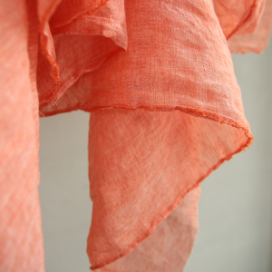 【绛纱】布兜原创橙粉色细密高支纯亚麻面料衬衫裙袍布料夏季新品