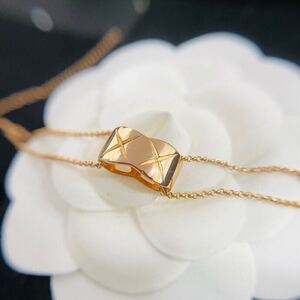 无钻光面菱格纹 气质菱形项链 通体s925纯银镀金双层链链长可调节