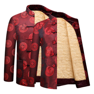 爷爷奶奶冬季80生日唐装棉袄加绒加厚90老人过大寿星穿带寿字衣服