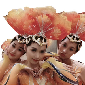 舞蹈演出头饰新款牡丹花瓣头饰开场民族古典现代群舞饰品大气立体