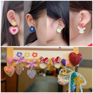 无需耳洞女孩韩国配饰品女童可爱时尚耳环公主无耳洞耳夹儿童耳钉