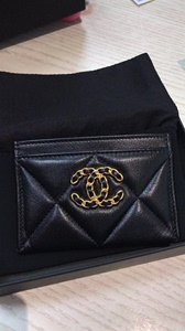 香奈儿Chanel 女式 小零钱卡片夹包 21新款19bag黑色荔枝牛皮经典