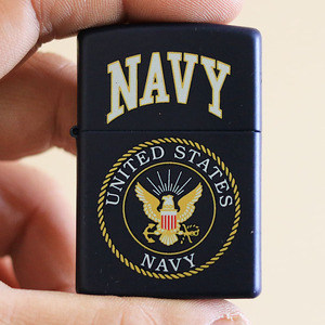 订购 美国原产zippo打火机 us navy海军徽标 海军蓝哑漆