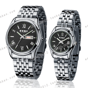 EYKI艾奇韩版情侣手表正品对表时尚钢带品牌防水表白色8470黑色