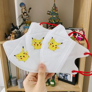 高颜值儿童大人时尚透气3d立体一次性防护口罩皮卡丘卡通图案印花