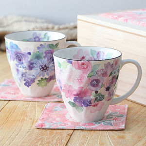 ceramic 日本进口和蓝马克杯12月花季耐热陶瓷茶杯可爱女士咖啡杯