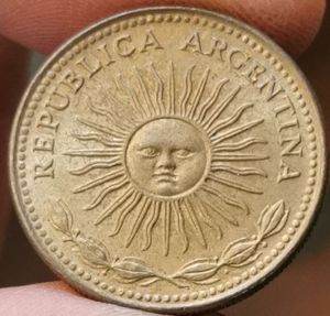 m20--1976年阿根廷1比索铜币--太阳神