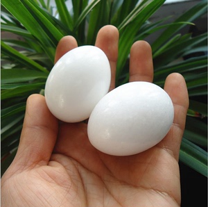 天然白玉鸡蛋型手球 汉白玉健身球椭圆保健球鸭蛋鹅蛋一对