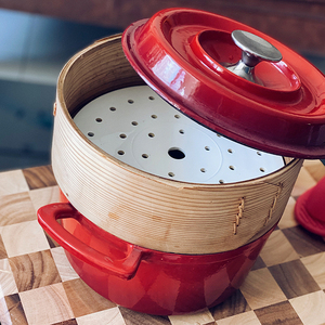 蒸笼铸铁珐琅锅汤锅铸铁蒸锅家用炖锅炖煲汤焖炖锅多功能锅电磁炉