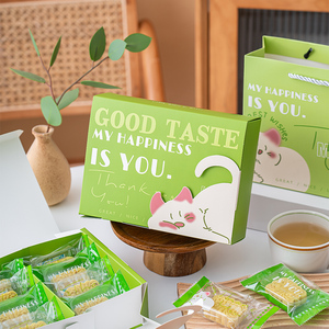 小猫绿豆糕包装盒子手提礼品盒雪媚娘蛋黄酥冰糕包装袋烘焙礼品盒