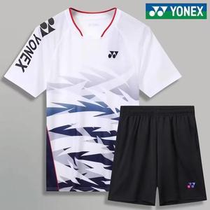 新款尤尼克斯羽毛球服男女套装比赛训练队服YY短袖速干网球衣定制