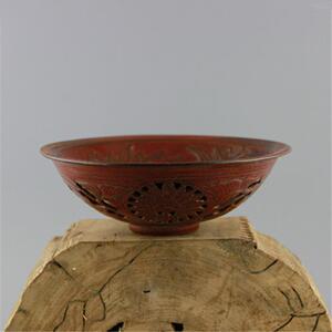 十方堂宋代耀州窑双层镂空刻花斗笠碗做旧仿出土文物古瓷器景德镇