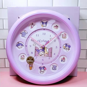 日本 sanrio三丽鸥库洛米玉桂狗圆形可爱卡通挂壁钟表儿童女生