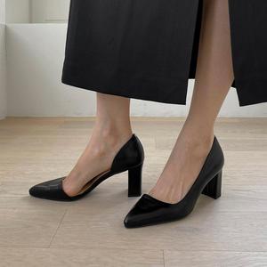 星辰韩国代购 SAPPUN 温柔法式中跟单鞋高跟鞋女粗跟通勤职业鞋