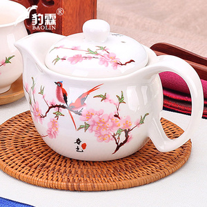 【茶壶】【水点桃花】功夫茶壶套装红茶青花瓷茶杯子