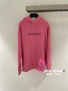 英国代购 Givenchy/纪梵希 女士粉色字母印花连帽卫衣外套