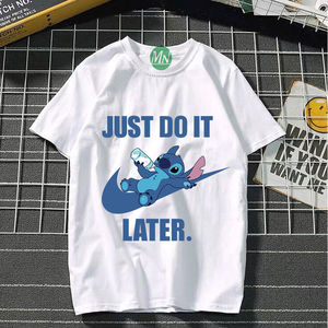 耐克顿史迪仔联名t恤情侣装2022夏季新款休闲百搭大码短袖男女装