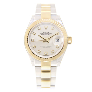 全新正品劳力士rolex女装日志型28表径银面镶钻机械女表279173