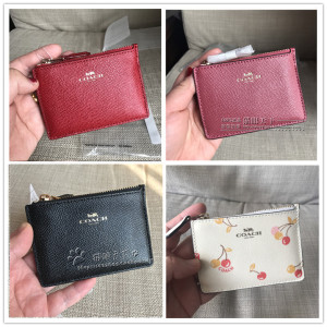 美国正品代coach蔻驰女士小拉链零钱包 卡包 钥匙扣小钱包 樱桃