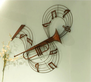 欧式创意铁艺长号壁饰挂件酒吧咖啡厅酒店装饰品音乐乐器壁挂墙饰