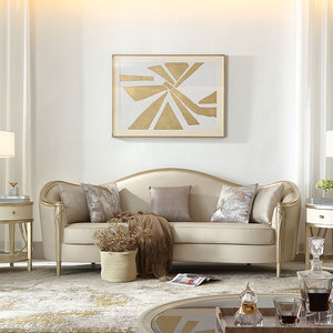 美式轻奢美克⃝͌同款真皮沙发客厅组合法式异形别墅高端实木家具