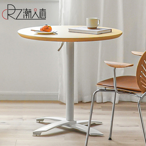 北欧可折叠餐桌家用小户型实木圆桌子商用咖啡奶茶店休闲洽谈桌椅