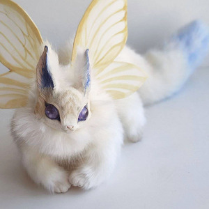 俄罗斯艺术家手作飞蛾猫 艺术幻想生物兽偶玩偶娃娃