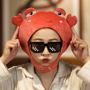红拍照搞怪帽子沙雕鲨鱼恐龙螃蟹鸭兔子卡通儿童头套tb34439061927