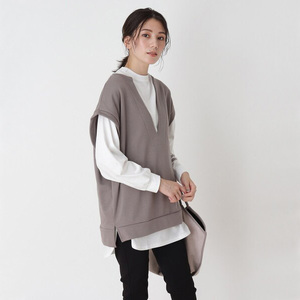 日单针织卫衣料大领套头外搭外穿宽松无袖休闲百搭背心马甲坎肩女