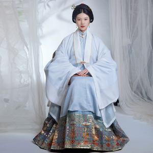 子衣明堂【纨素】传统汉服直领对襟蕾丝纱长衫大袖披风春夏特价